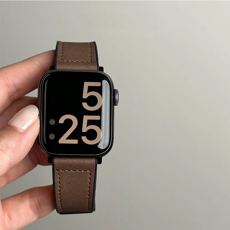 Premium Hybrid Leather & Silicone Watch Band