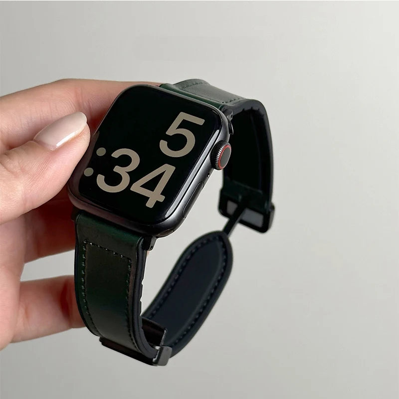 Premium Hybrid Leather & Silicone Watch Band