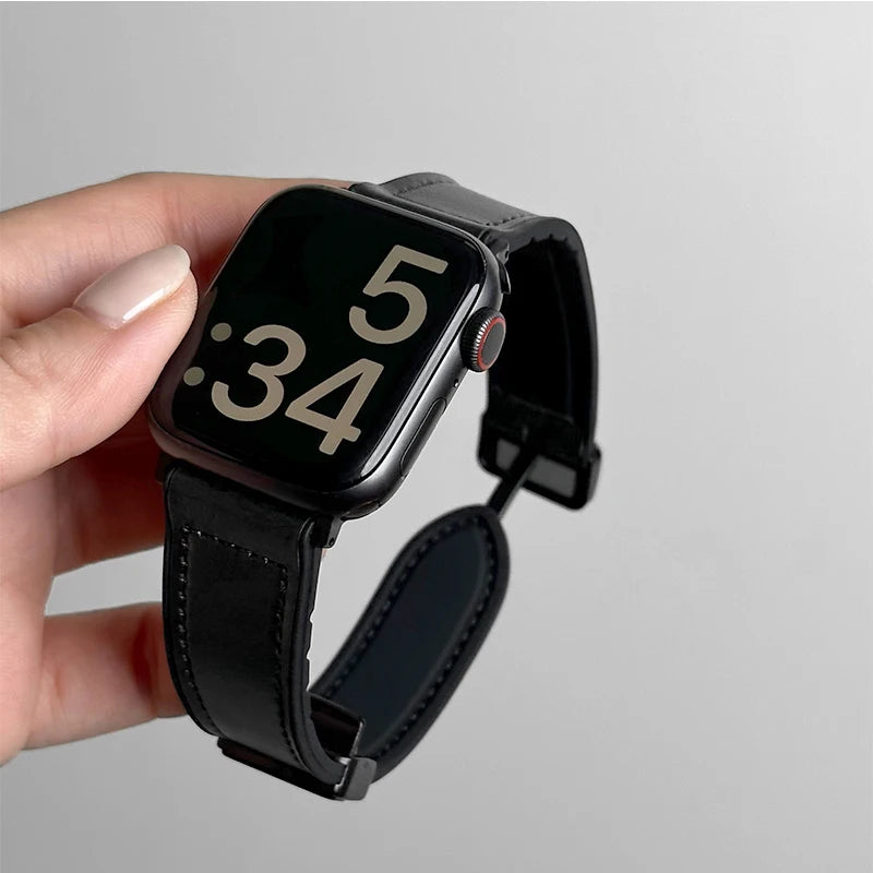 Premium Hybrid Leather & Silicone Watch Band