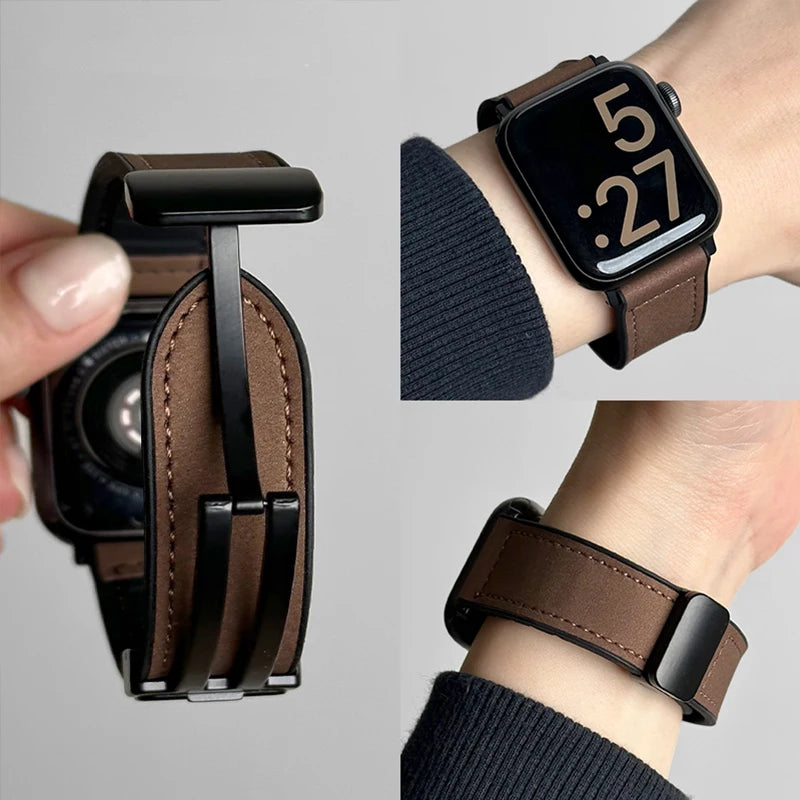 Premium Hybrid Leather & Silicone Watch Band