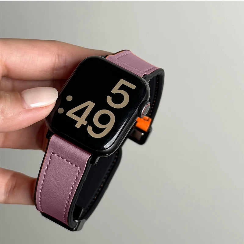 Premium Hybrid Leather & Silicone Watch Band