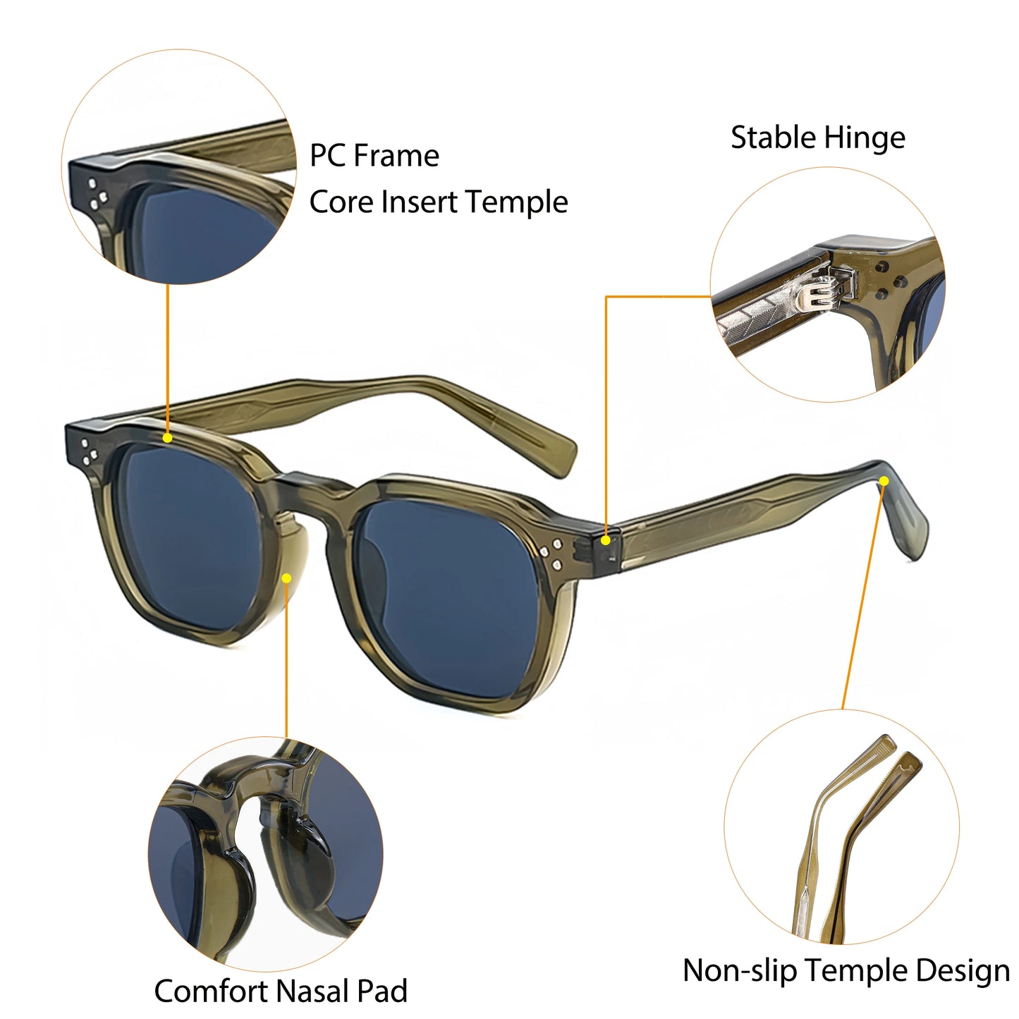 Caterside Luxury Square Personalized Sunglasses