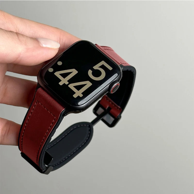 Premium Hybrid Leather & Silicone Watch Band