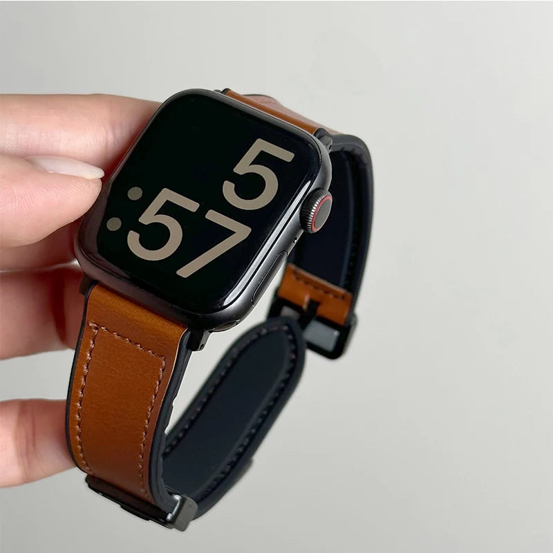 Premium Hybrid Leather & Silicone Watch Band