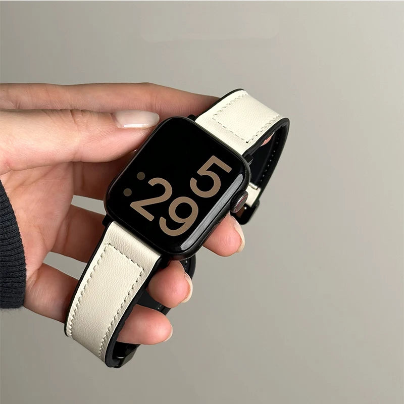 Premium Hybrid Leather & Silicone Watch Band