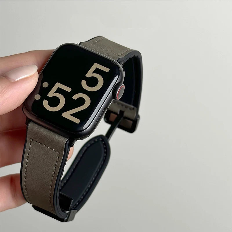 Premium Hybrid Leather & Silicone Watch Band