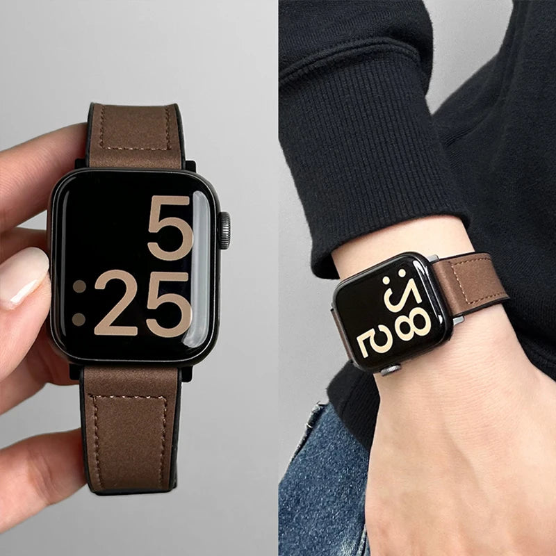 Premium Hybrid Leather & Silicone Watch Band