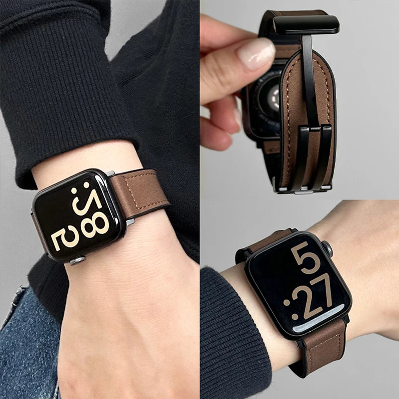 Premium Hybrid Leather & Silicone Watch Band