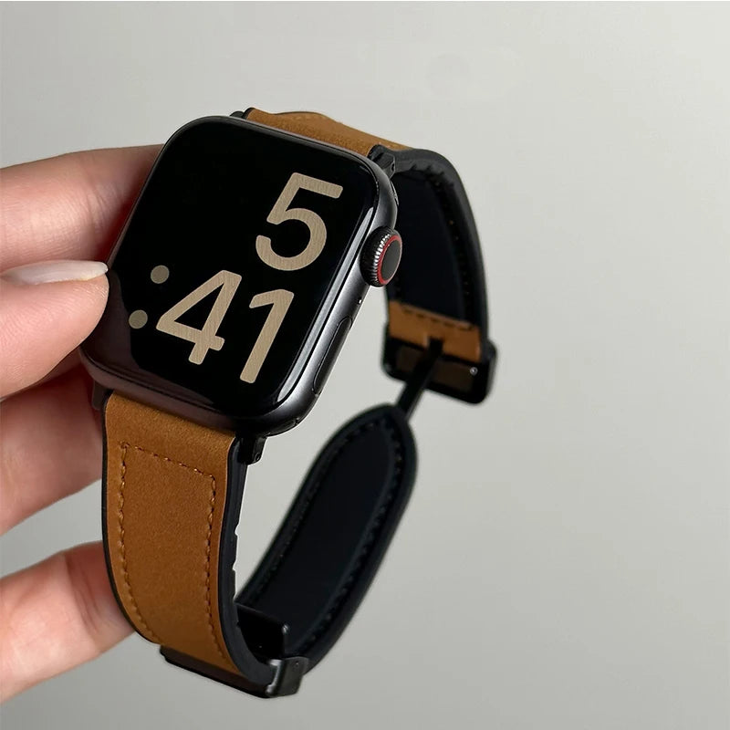Premium Hybrid Leather & Silicone Watch Band