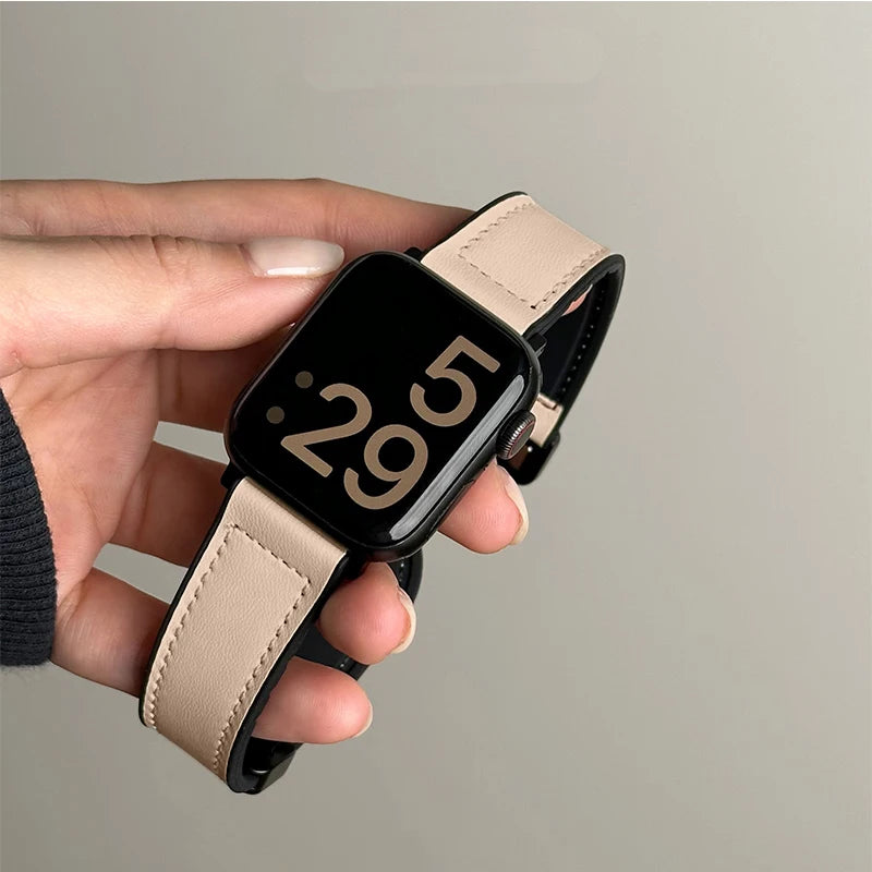 Premium Hybrid Leather & Silicone Watch Band