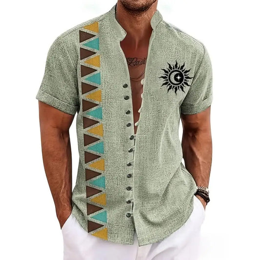 Men’s Linen Short-Sleeved Retro Shirt